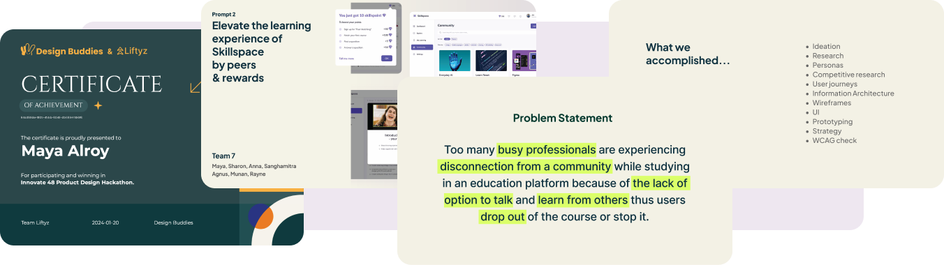 Participation certificate and presentation screenshots